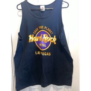 Vintage 90s Hard Rock Hotel Las Vegas  black sleeveless mens muscle tank top XL